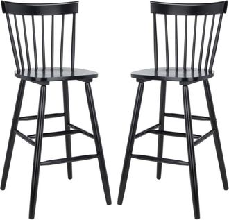 Safavieh Set de 2 taburetes de bar en madera de caucho negra