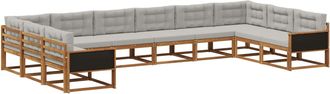 vidaXL Conjunto De Sof&aacute;s De Exterior 10 Uds. Natural Y Gris Claro Vidaxl
