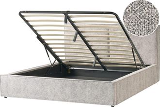 Beliani Cama matrimonial de tejido negro 180x200