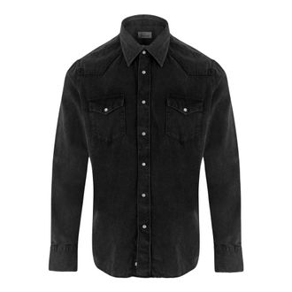 Alessandro Gherardi Ribbed Cotton Shirt with Pockets - Heren - Casual Overhemden - Zwart - XL - Katoen - Overhemden
