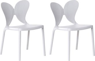 Beliani Conjunto De 2 Sillas De Jard&iacute;n De Pl&aacute;stico Material Sint&eacute;tico Para Interior Y Exterior Comedor Respaldo Tipo Mariposa Gris Larissa