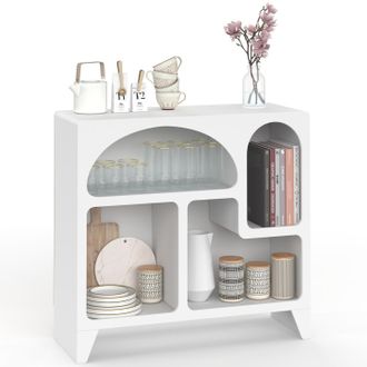 IDMarket Buffet Ecologico Da 80 Cm Alesia In Legno Bianco, Mobile Contenitore A 4 Scomparti