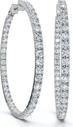 Pompeii3 8.00CT 2 Diamond Inside Outside Hoops 14k White Gold Lab Grown