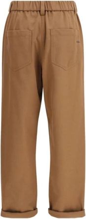Brunello Cucinelli Pantaloni Elasticizzati con Polsini - Dames - Straight fit broeken - Bruin - XS - Broeken
