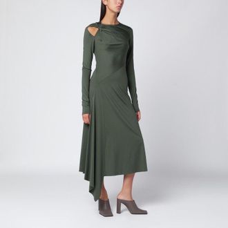 Victoria Beckham Womens Midi Dress In Oregano Green With Interlace - Dark Green - Size EU 38 (Womens)