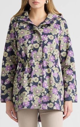 NVLT Hooded Rain Jacket in Navy Floral at Nordstrom Rack, Size X-Small