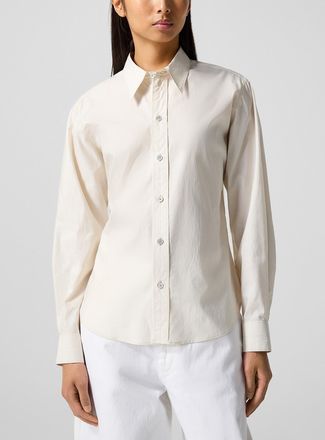 Christophe Lemaire Womens Washed cotton-silk point-collar shirt