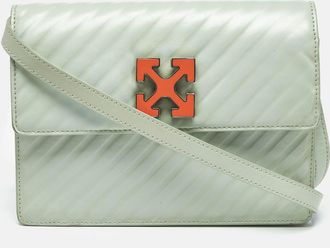 Off-white Mint Green Diagonal Quilted Leather Jitney 2.0 Shoulder Bag