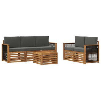 vidaXL Juegos De Sof&aacute;s Con Coj&iacute;n 6 Pcs Madera De Acacia S&oacute;lida Vidaxl