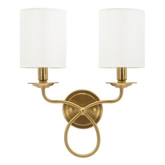 Mauro Ferretti L&aacute;mpara de pared de metal y tela en dorado y blanco (16 x 20 x 46 cm)