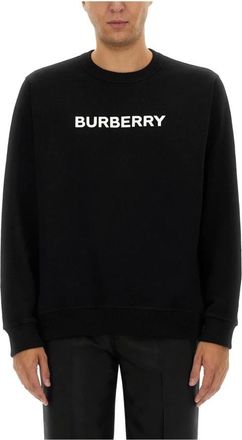 Burberry Hoodies & sweatvesten, Heren, Zwart, S, Katoen, Logo Katoenen Sweater