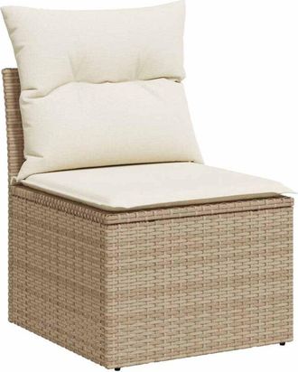 vidaXL Vidaxl - Set Sof&aacute;s De Jard&iacute;n 7 Piezas Y Cojines Rat&aacute;n Sint&eacute;tico Beige