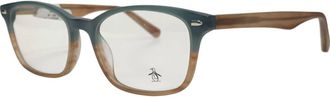 Original Penguin Unisex Clyde Rectangle Eyeglasses In Green Brown Fade