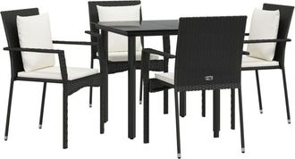 vidaXL Vidaxl - Set De Muebles Jard&iacute;n 5 Pzas Con Cojines Rat&aacute;n Sint&eacute;tico Negro