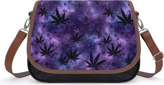 Generic Galaxy Weed Leaf Crossbody Bags for Women Shoulder Messenger Bag Purse Handbags