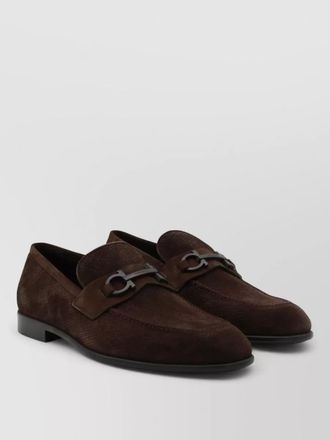 Ferragamo suede loafers with metal buckle detail