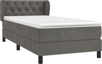 vidaXL Vidaxl - Cama Box Spring Con Colch&oacute;n Terciopelo Gris Oscuro 80x200 Cm