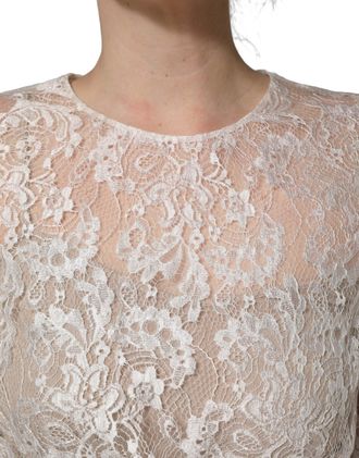 Dolce & Gabbana Womens White Lace Top Embellished Black Skirt Dress And Nylon Polyester Viscose