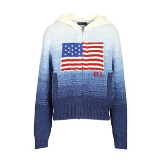 Polo Ralph Lauren Flag Ombr&eacute; Cotton Zip Hoodie - female - Polo Ralph Lauren - Cardigans - Blue - XS - Knitwear