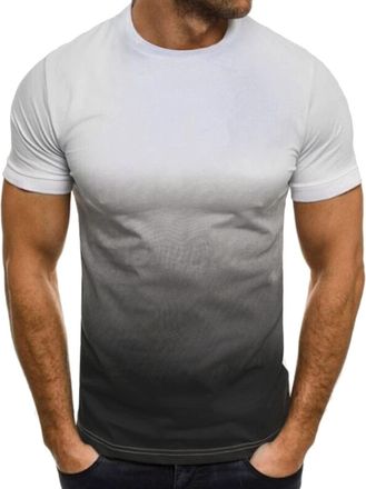 Generic T Shirts for Men UK Summer Short Sleeve Round Neck Gradient Color Casual Shirts Breathable Lightweight Regular Fit Stylish Gym T Shirt Comfy Daily Wor