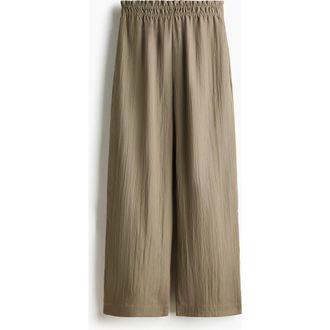 H&M Wide Frill-trimmed Trousers in Olive Green at Nordstrom, Size Xx-Large