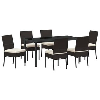 Berkfield Home 7 Piece Garden Dining Set Black Poly Rattan