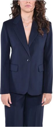 Max Mara Wollen Stretch Blazer met Inkeping Revers - Dames - Blazers - Blauw - M - Wol - Jassen