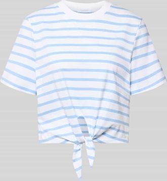 Rich & Royal T-Shirt im Allover-Look mit Knotendetail in Offwhite, Gr&ouml;&szlig;e XL