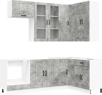 vidaXL Unidad De Cocina Lucca 8 Uds. Gris Hormig&oacute;n Vidaxl