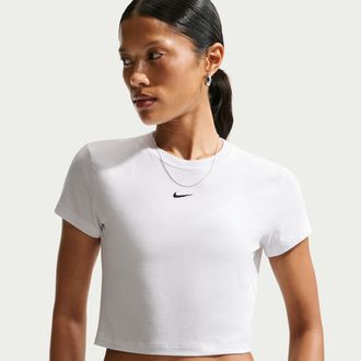 Nike Womens Nike Sportswear Chill Knit Cropped T-Shirt in White | HF9538-101
