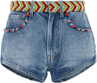 Alanui Womens Denim Memories On The Savannah Shorts - Light Blue Cotton - Size 27 (Waist)