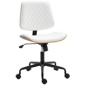OEM Silla De Escritorio Sin Brazos Giratoria Con Respaldo Curvado Asiento Forma U Altura Ajustable Basculante Blanco