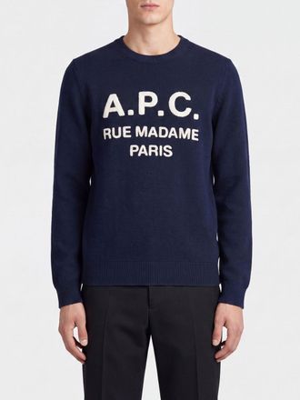 A.P.C. A. P.C. Maglione girocollo in pura lana vergine con logo lettering a contrasto