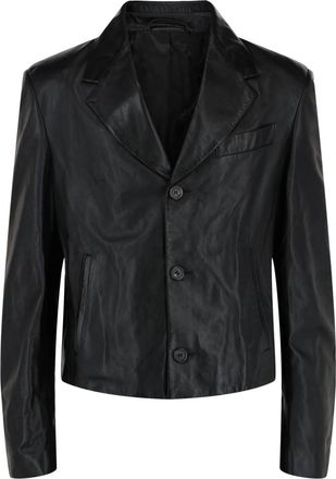 Ferragamo Mens Leather Blazer In Black