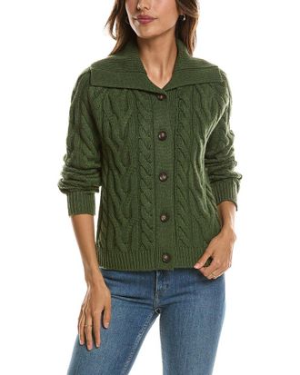 Fort&eacute; Cashmere Luxe Cable Wool & Cashmere-Blend Cardigan