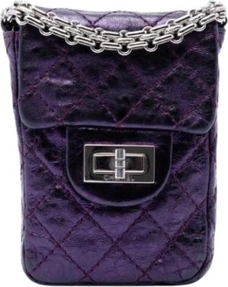 Chanel Pre-owned Quilted Mini Crossbody Bag - Dames - Vintage Mini Tas - Paars - ONE Size - Leer - Vintage