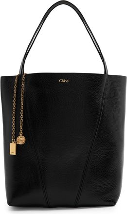 Chloé Spin Medium Grained Leather Tote - Black - One Size