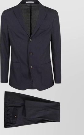 Eleventy textured suit notch lapel button detail pockets