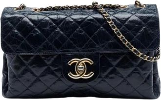 Chanel Pre-owned Quilted Crossbody Bag - Dames - Vintage Schoudertas - Blauw - ONE Size - Leer - Vintage