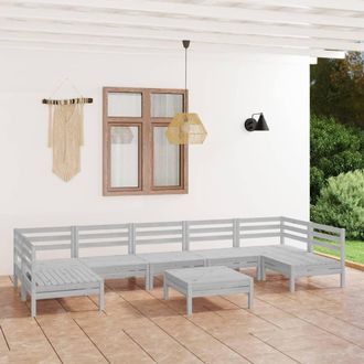 vidaXL Juego De Muebles De Jard&iacute;n 8 Piezas Madera Maciza Pino Blanco Vidaxl