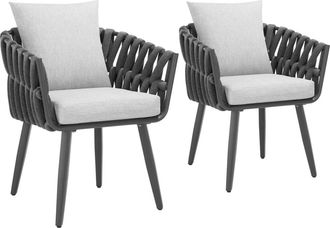 TecTake 2 sillas jard&iacute;n dise&ntilde;o cuerda aluminio antracita