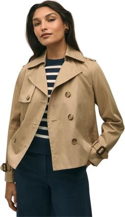 Brooks Brothers Cropped Double-Breasted Supima Twill Trench Coat - Dames - Trenchcoats - Bruin - L - Katoen - Jassen