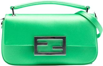 Fendi Pre-owned Shoulder Bags, female, Green, Size: ONE SIZE Pre-owned Satin Handbag