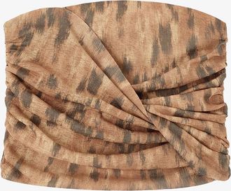 Ganni Bandeau Top in Printed Marl Mesh - Size 34 Burro