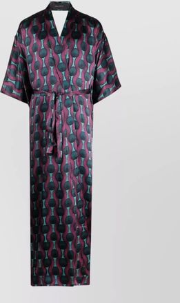 Ozwald Boateng silk geometric-print belted long kimono jacket
