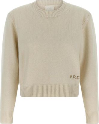 A.P.C. Truien - Dames - Ronde hals truien - Wit - S - Truien & Vesten