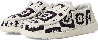 Hey Dude Wendy Cottage Crochet Womens Flat Shoes Black/Multi : 11 M, Textile