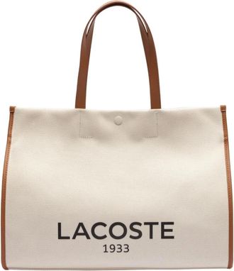 Lacoste Beige Canvas Tote Tas - Dames - Shoppers - Beige - ONE Size - Tassen