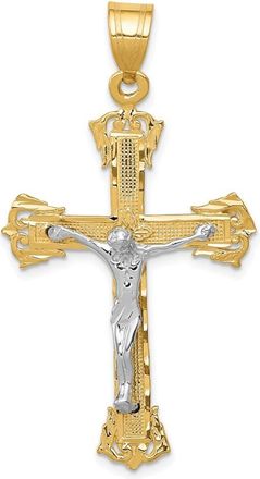 Diamond2Deal 10k Two-tone Diamond-cut Crucifix Pendant