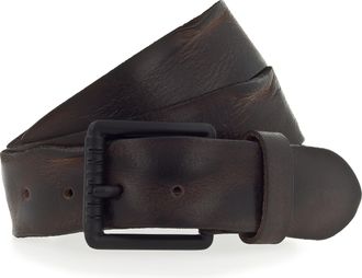 Mustang Lederg&uuml;rtel MUSTANG, Herren, Gr. 80, braun (dunkelbraun), Rindsleder, unifarben, used, G&uuml;rtel Lederg&uuml;rtel, Vollrindleder in Used-Optik, geschw&auml;rzte Sc